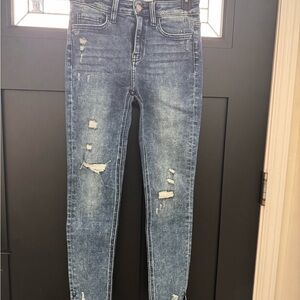 Flying Monkey Distressed Skinny Jeans in Blue